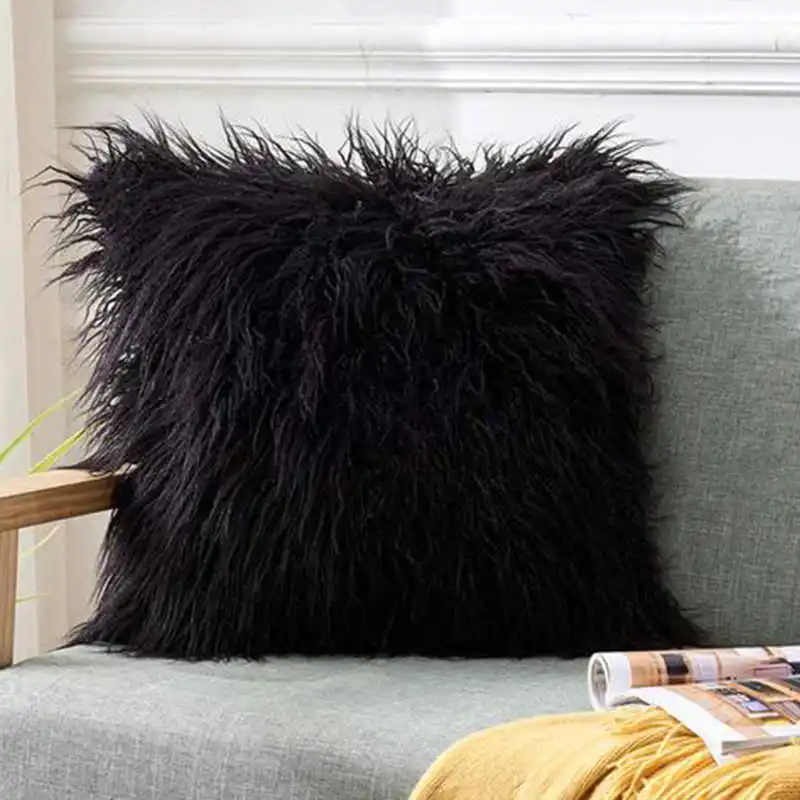 

Decorative Throw Pillow Cover Plush Pillowcase 43x43cm Black White Bed Couch Chair Sofa Cushion Covers For Home Office Car