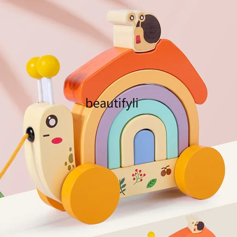 Correa de caracol pequeña para niños, carrito de tracción para caminar, juguete para niños pequeños