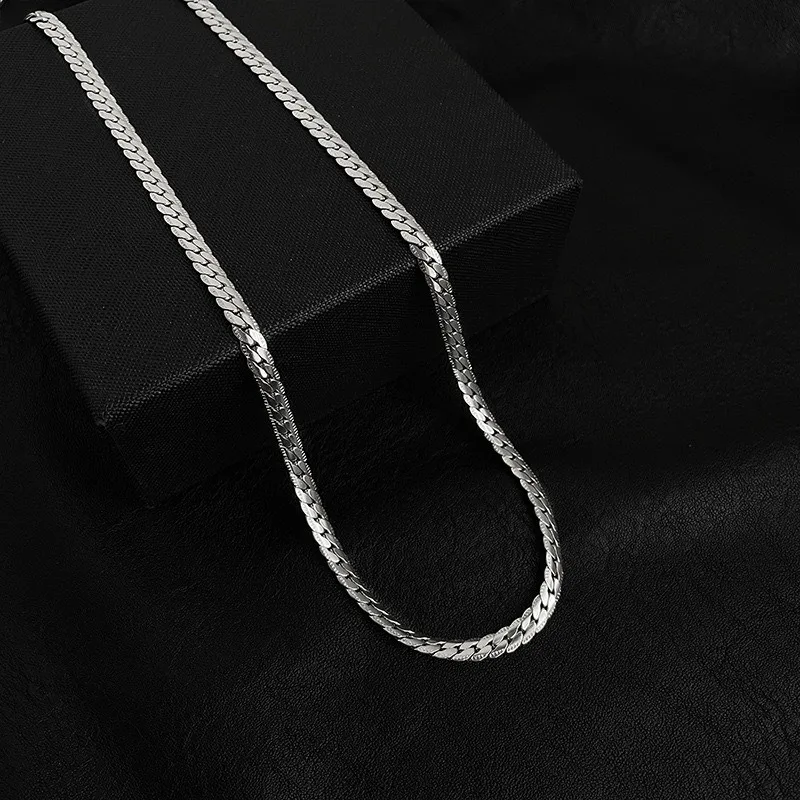 925 Sterling Silver Necklace 5MM Side Chain for Men Women Wedding Jewelry Luxury Fashion Style Engagement High Quality Gifts