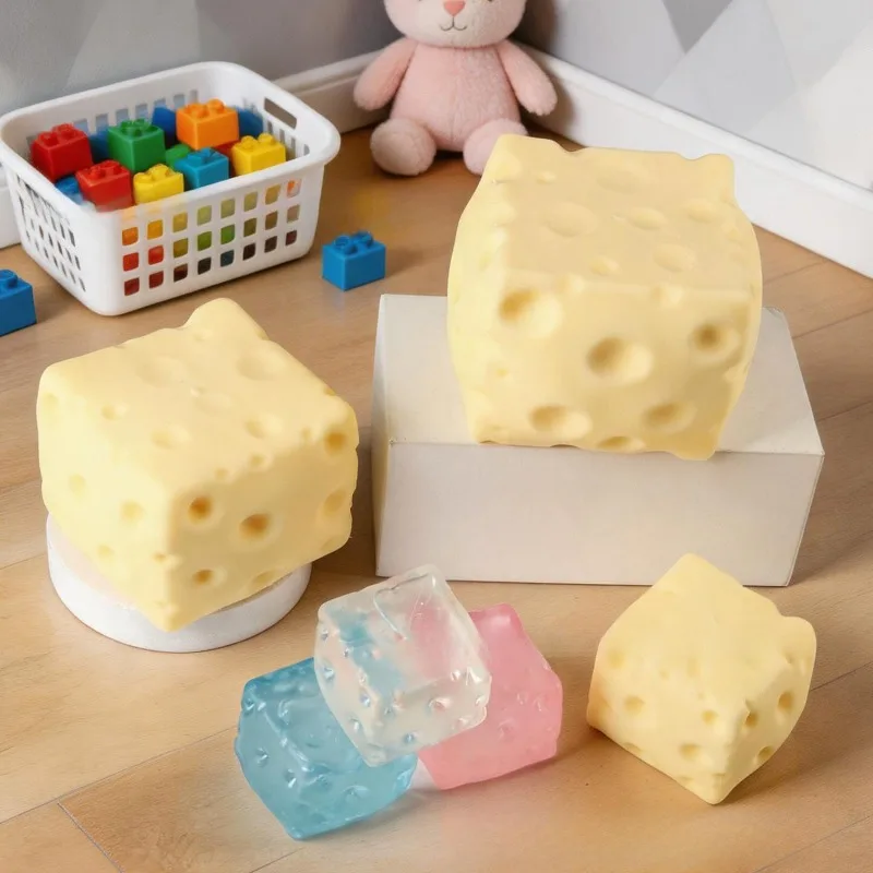 Jumbo Käse-Würfel Stressball Großer Formbarer Käse-Squeeze-Ball Nicht-Springender Fidget-Spielzeug ASMR Sensorisches Anti-Stress Festival-Geschenk
