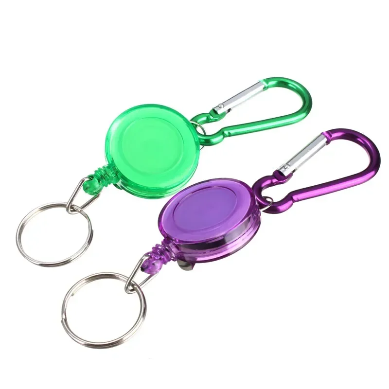 Carabiner Style Badge Reel Retractable Easy Pull Keys Badge Holder Reels Working Permit Clip Fishing Accessories