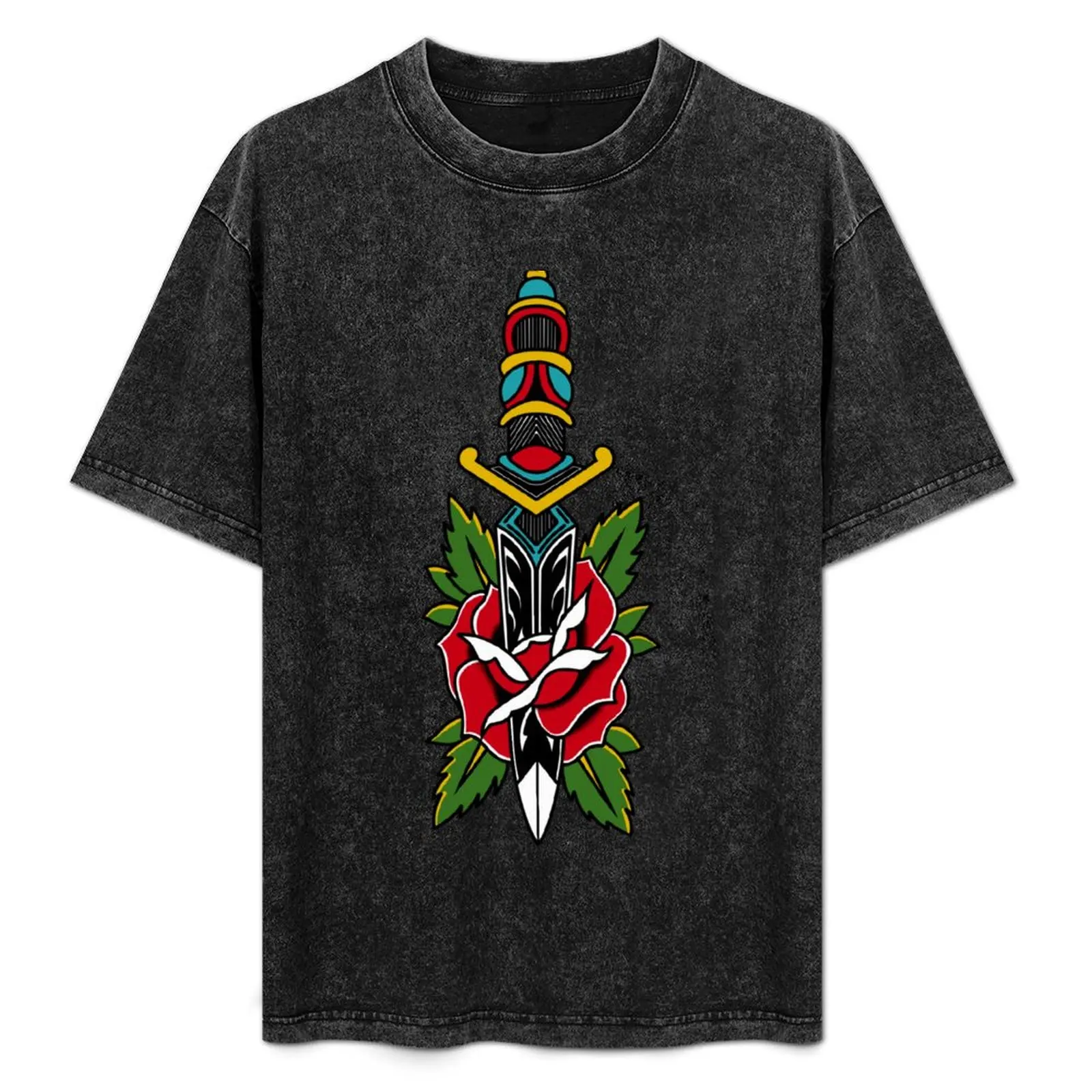 American Traditional Dagger and Rose Tattoo kgbd T-Shirt graphic t shirts vintage t shirts anime shirts men