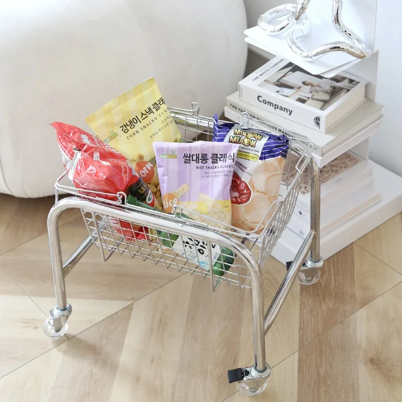 

Snack Trolley Large Storage Rack Bedside Cart Bedroom Dormitory for Rental House Storage Rack Kitchen Island Table Rolling Cart