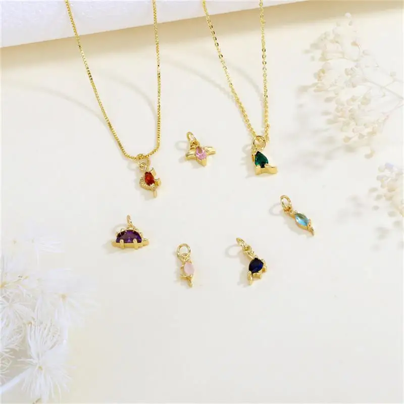 New Ins Colorfful Zircon Dinosaur Charms for Necklace Bracelet Pendant DIY Jewelry Fashion Gift