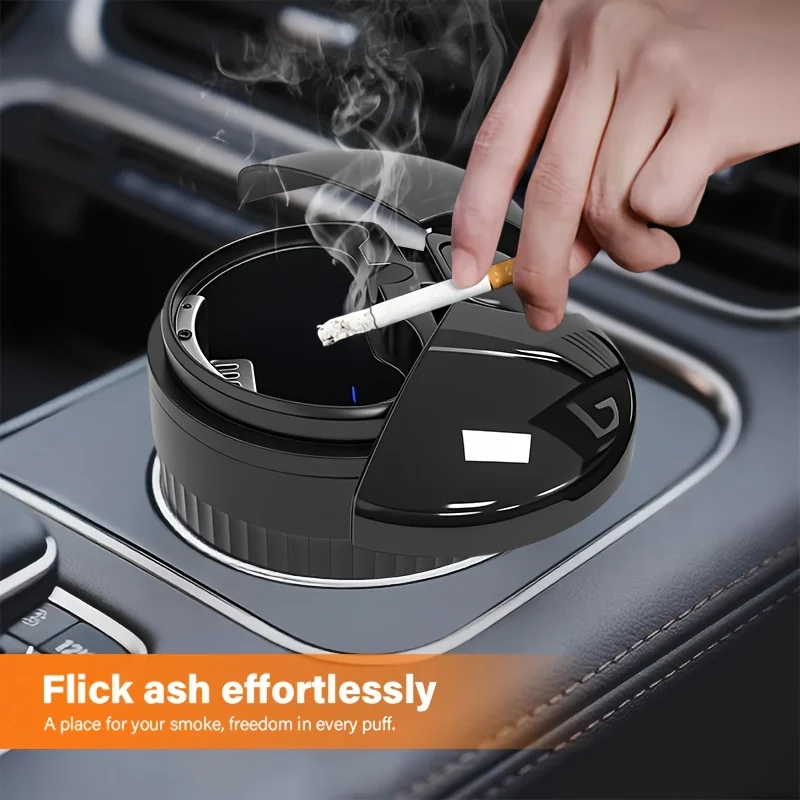 Smart Vehicle-Mounted Ashtray Infrared & Touch Sensing One-Click Open-Close Dual-Use for Car & Home Flame-Retardant Metal Liner
