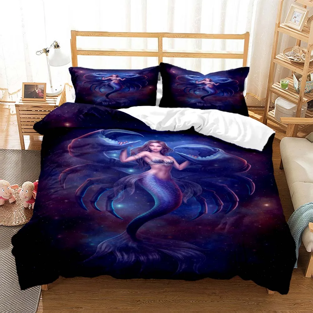 Zodiac Mermaid Digital Print Polyester Bedding Sets Child Kids Covers Boys Bed Linen Set For Teens Bedding Set