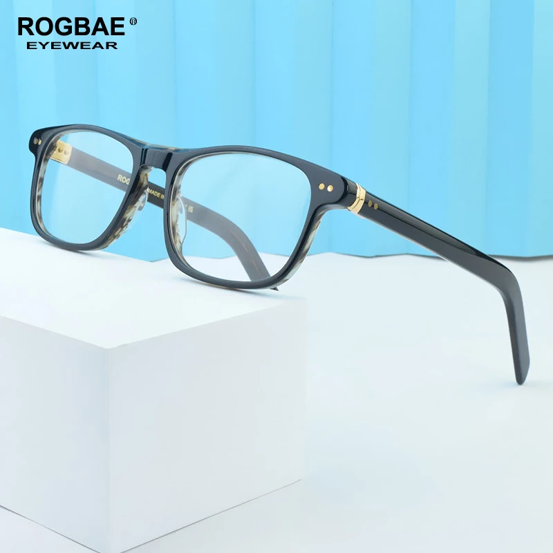 

ROGBAE титановая оправа для очков для мужчин, винтажная квадратная модная оправа для очков, очки в стиле ретро, ацетатные женские очки R25007