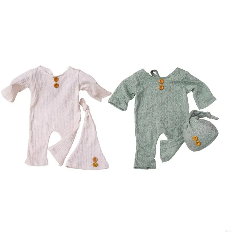 

97BE Premium Newborn Photo Studio Attires Soft Polyester Photography Set Hat And Pants For Baby Shower Gifts 0-30 Days Memory