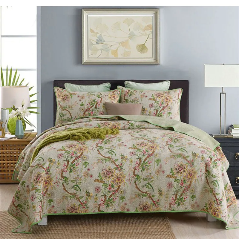 Cotton Quilt Set, Quilted Bedspread on The Bed, Padded Blanket Coverlet Queen Size, Home Comforter, Cubrecam Bed Cover Colcha