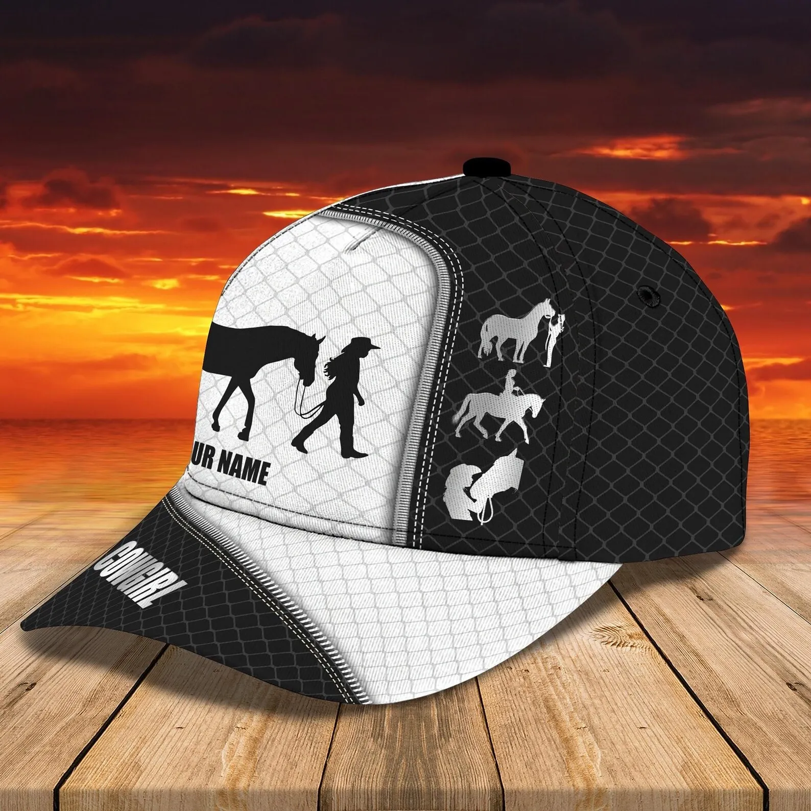 Custom Custom Cowgirl Hat With Name – Personalized Horse Lover Cap For Women, Western Rodeo Style Hat With Silhouette Design And