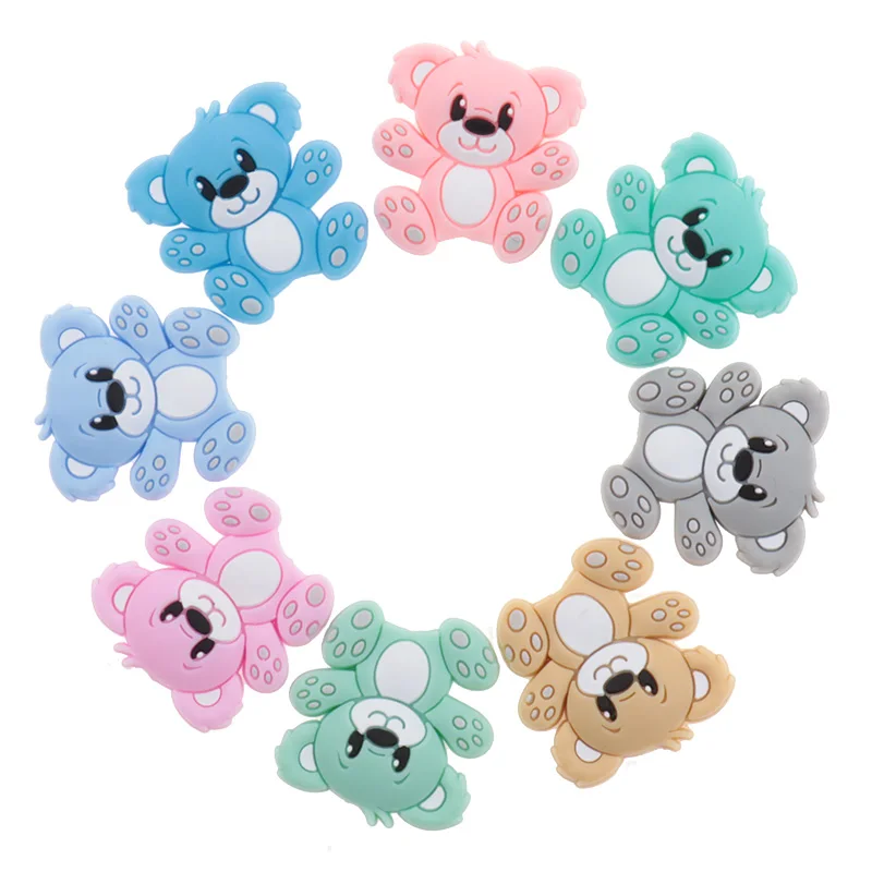 Fkisbox 5pc Unicorn Silicone Beads Koala Panda Bunny BPA Free Baby Teether Toy DIY Pacifier Chain Accessories Tiny Rodent Animal