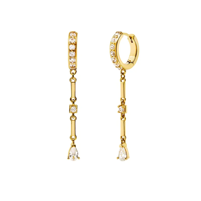 925 Sterling Silver Ear Needle Crystal Zircon Tassel Pendant Hoop Earrings Retro Small Fragrance Style High Jewelry Women Gifts