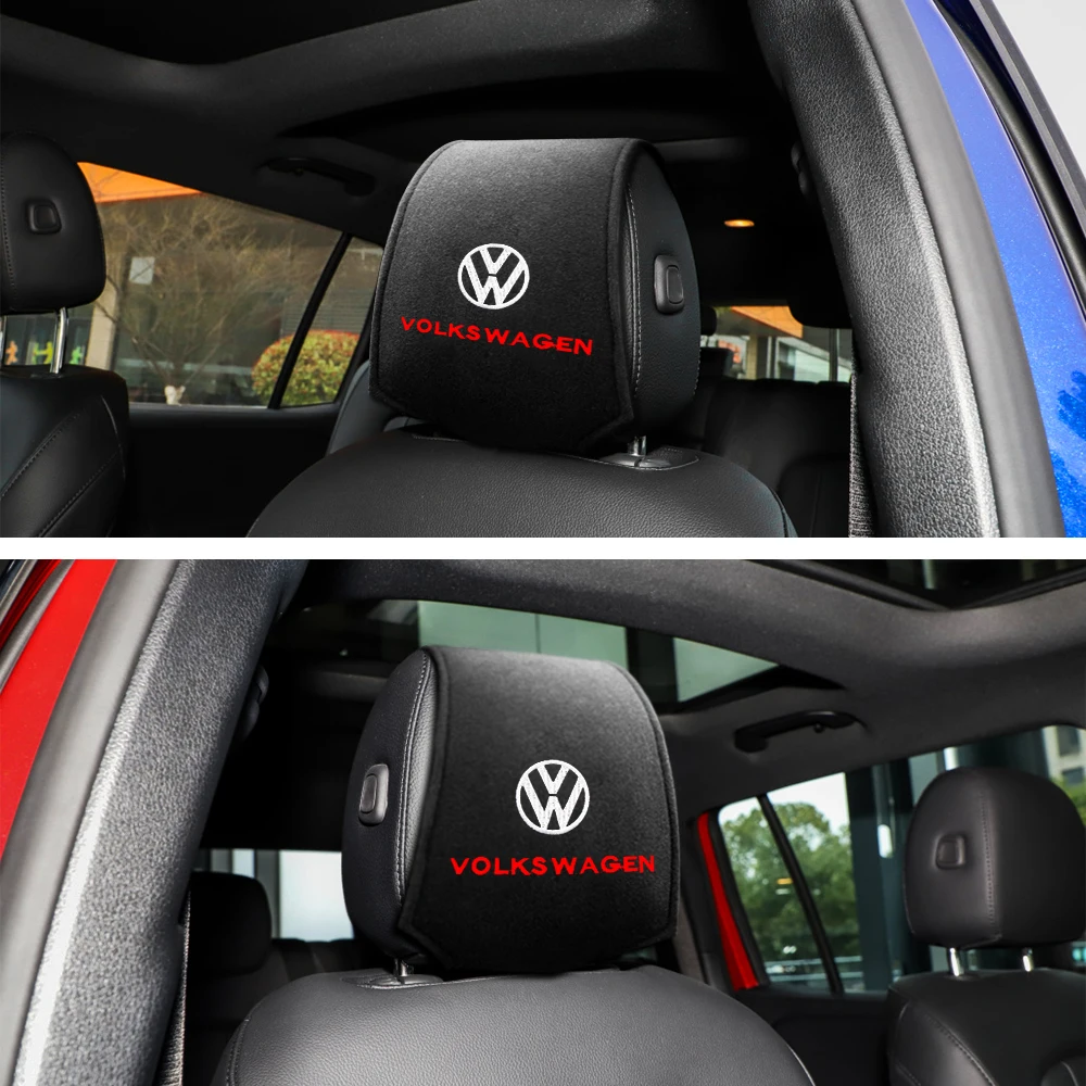

1/2PCS Car Headrest Cover Seat Styling Accessories For VW Golf Polo Passat Touran Tiguan Beetle Jetta Magotan Universal Soft Top