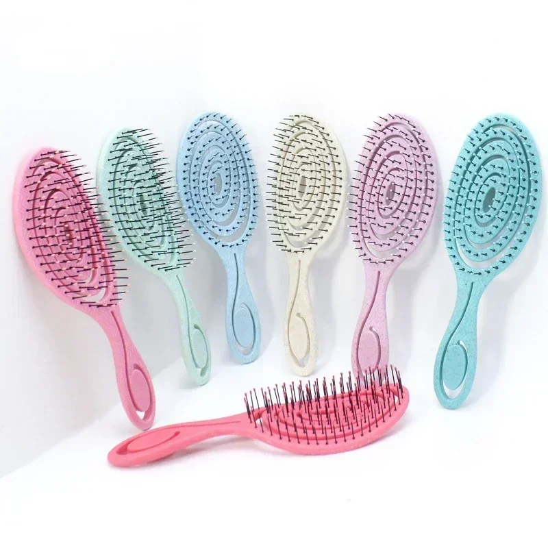 

Расслабляющая эластичная массажная расческа, портативная полая расческа для волос, массажная щетка для кожи головы, салонные инструменты для укладки, однотонная круглая щетка для волос