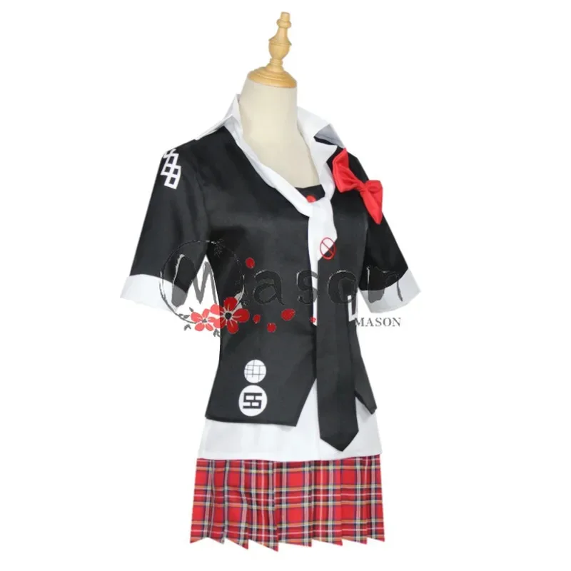 

CyAnime Danganronpa Enoshima Junko Косплей Костюм Униформа Кафе Рабочая Одежда Короткая Юбка Комплект Хэллоуин Костюм Парик