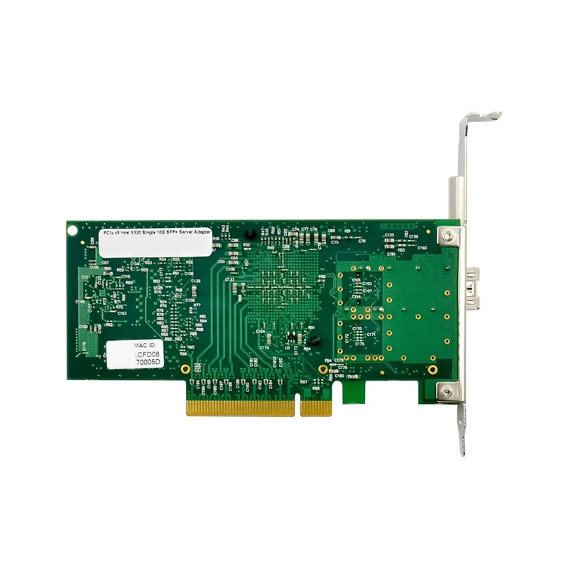 Kartu jaringan serat optik Server 1 buah kartu jaringan Port optik tunggal 10G SFP + 82599EN Chip PCIE X4