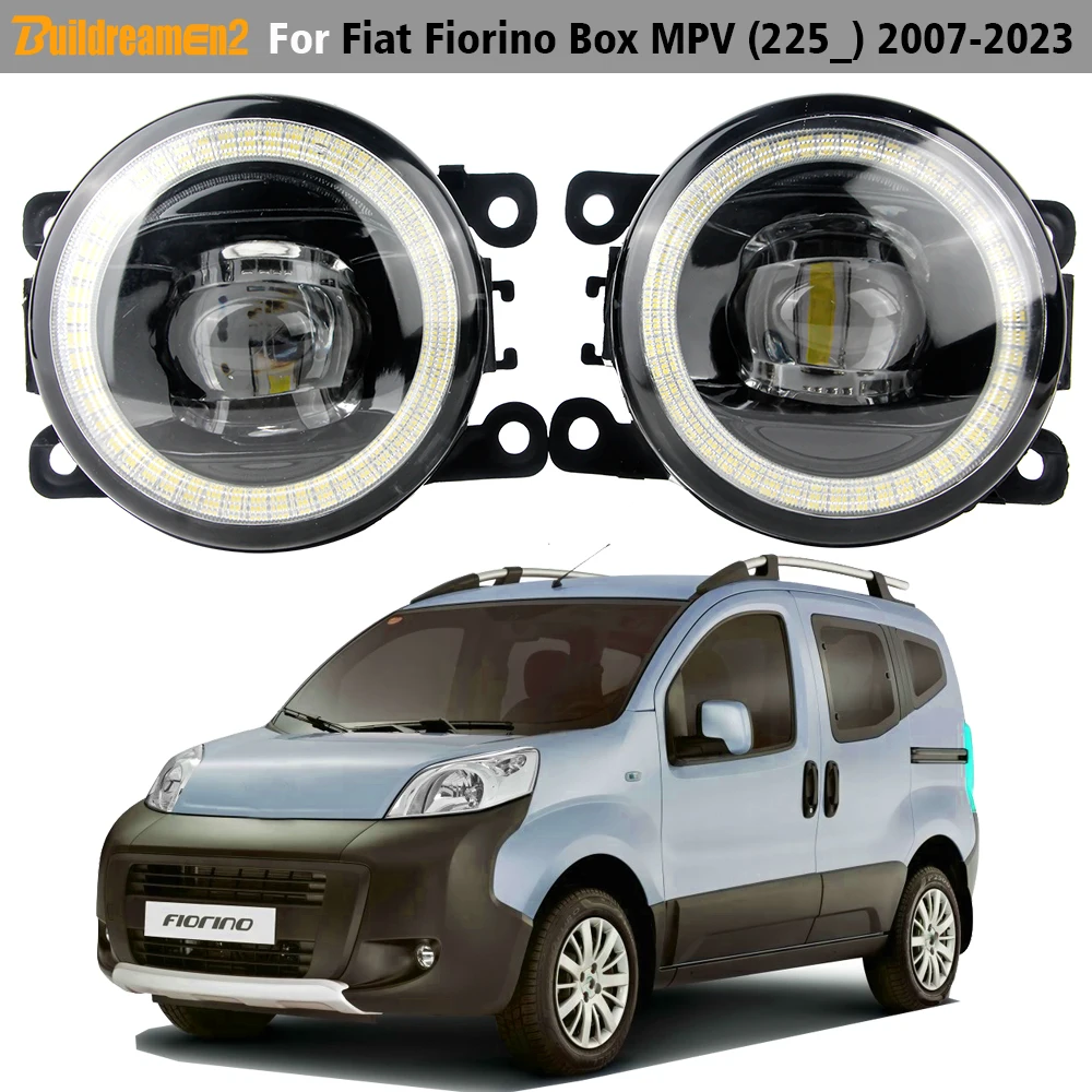 2 X 30W 6000LM Car Front LED Lens Fog Light Angel Eye DRL Daytime Running Lamp H11 12V For Fiat Fiorino Box MPV (225_) 2007-2023