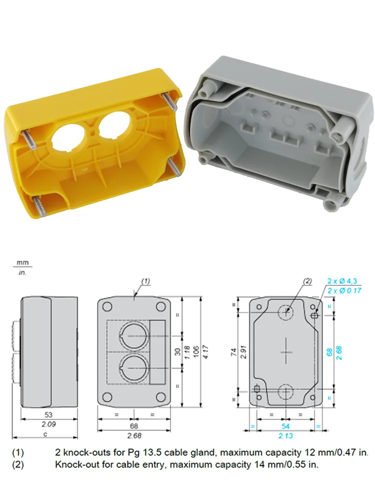 Waterproof Control Station Push Button Switch Box IP65 SAL LA68H XALD02 XALK02