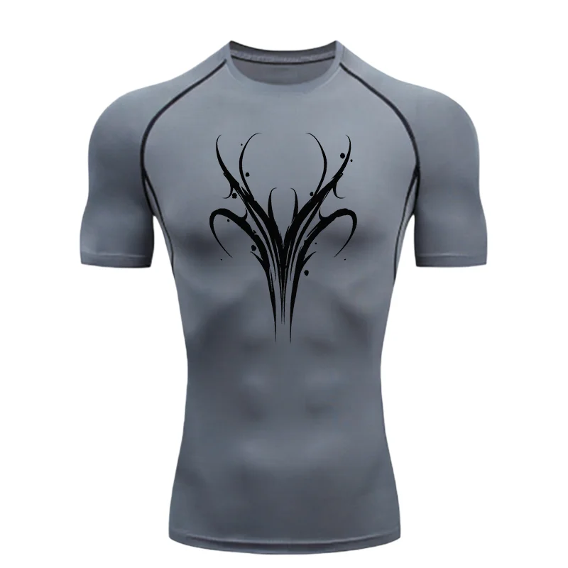 

Exquisite Patterned Pattern 2026 Men's Sports T-shirt Training Fitness Compression Rashgard Tops Jogging T-shirt Workout T-Shirt