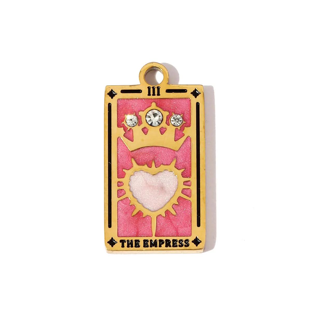 3 قطعة/الوحدة الفولاذ المقاوم للصدأ المينا التارو بطاقات قلادة المعلقات الساعة الرملية العين تاج Charms بها بنفسك سحر النساء القمر الشمس ستار مجوهرات