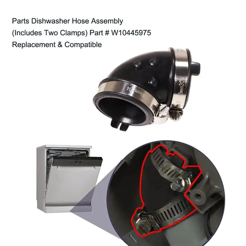 ABZA-W10445975 Dishwasher Replacement Parts- 2 Set Elbow Hose For Whirlpool Replaces AP5618621 2312026 PS3651318 Circulation Pum - view 2