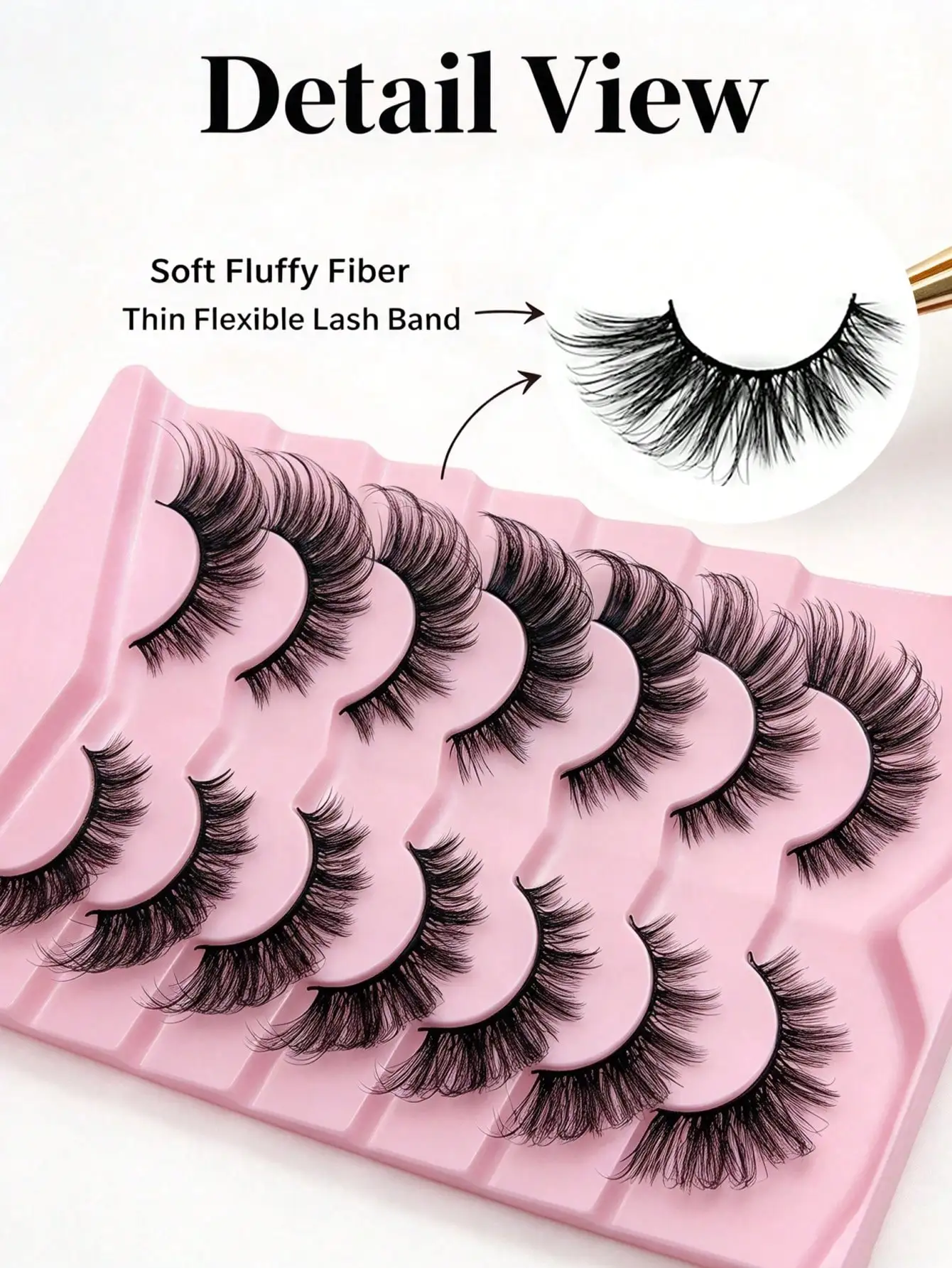 7 Paar Faux-Wimpern im Fuchsaugen-Stil, Katzenaugen-Wimpern, natürliche, flauschige, voluminöse, verlängerte Wimpern für die äußere Augenwinkelpartie, geeignet für Cosplay. – Detail 3