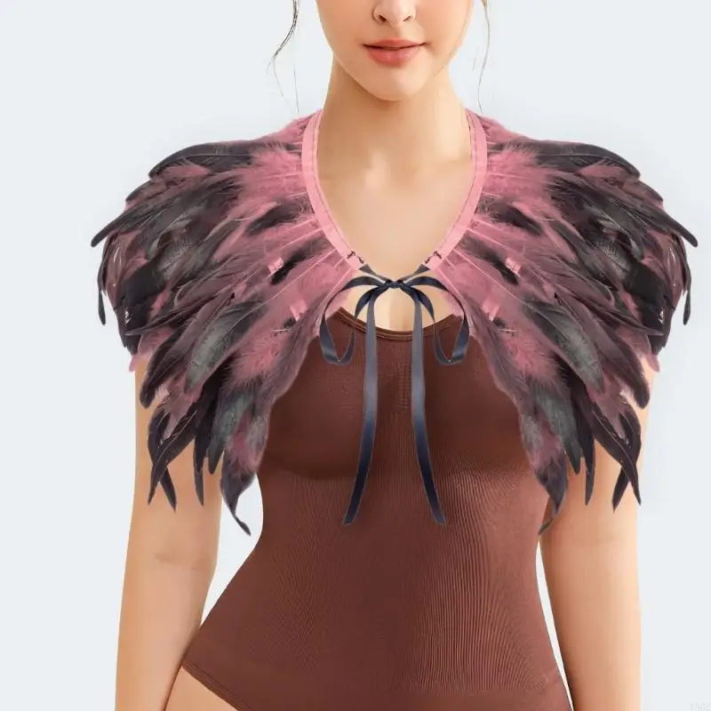 Y5GC llamativo chal plumas para mujer Halloween Cosplay 1920 Syle encogimiento encogimientos