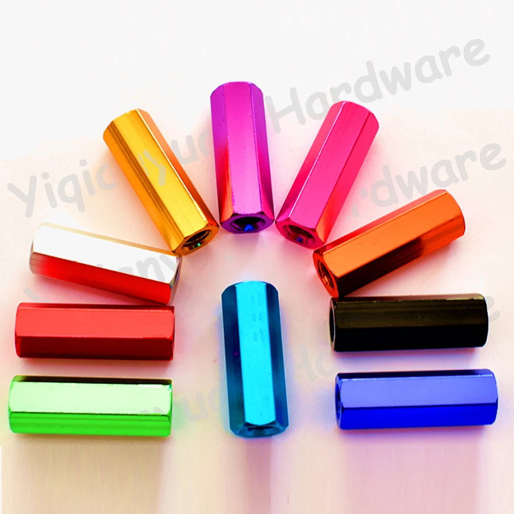 Yiqianyuan M4xP0.7 Nakrętki sześciokątne ze stopu aluminium Kolorowa tuleja łącząca Ręcznie dokręcaj podkładkę dystansową do akcesoriów sprzętowych