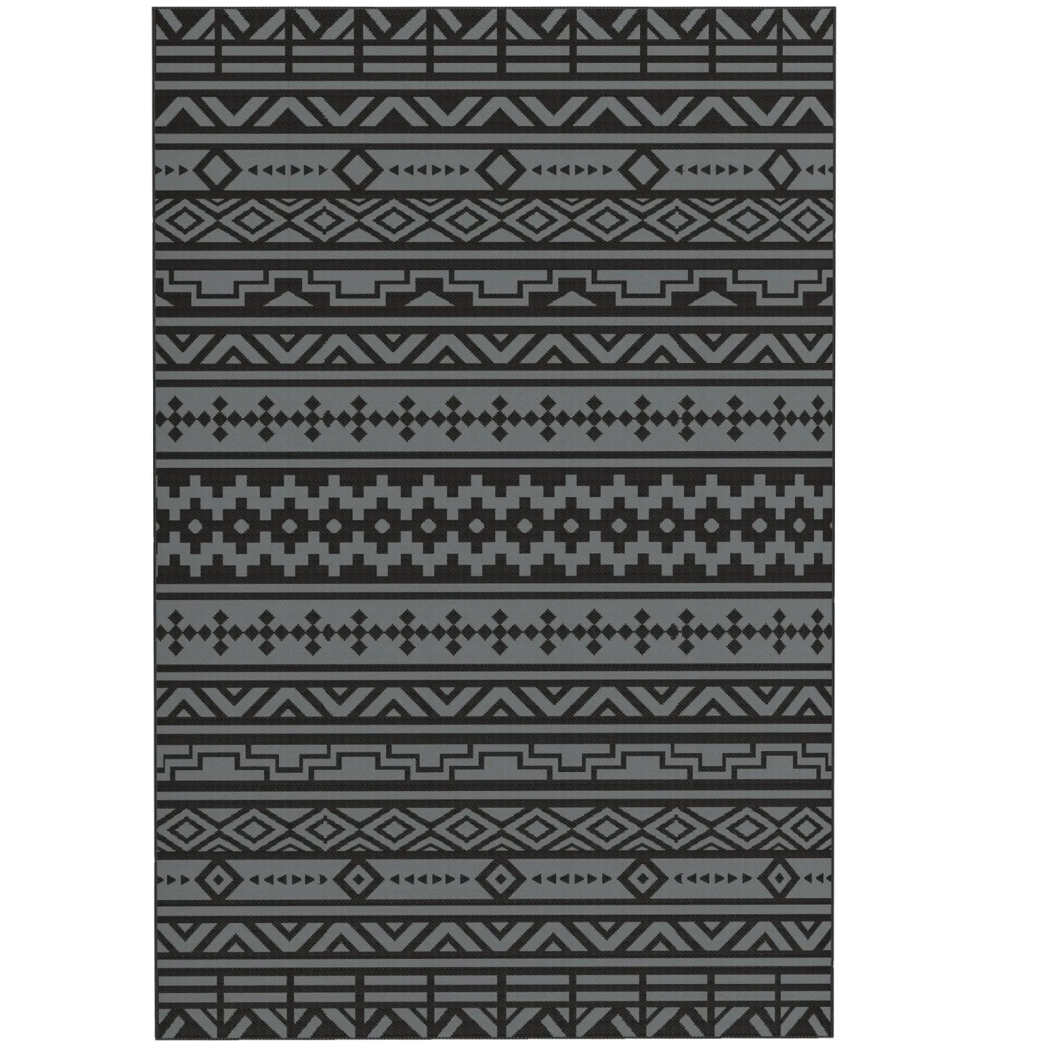 

Outsunny Reversible Outdoor Rug, Waterproof Plastic Straw with Carry Bag, 6' x 9', Black & Gray Geometric Wall