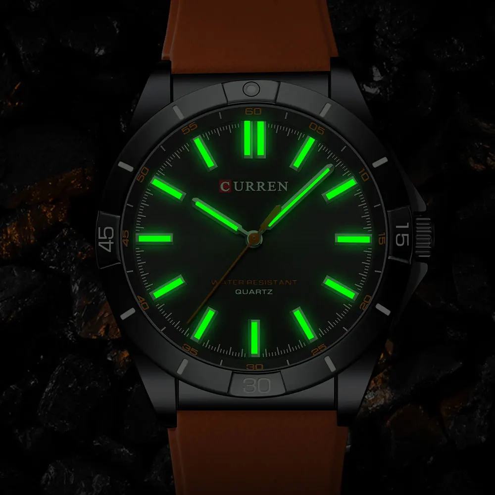 CURREN-Relojes de pulsera de cuarzo para hombre, cronógrafo de manos luminoso, analógico, de lujo, sencillo, correas de silicona de 44 mm