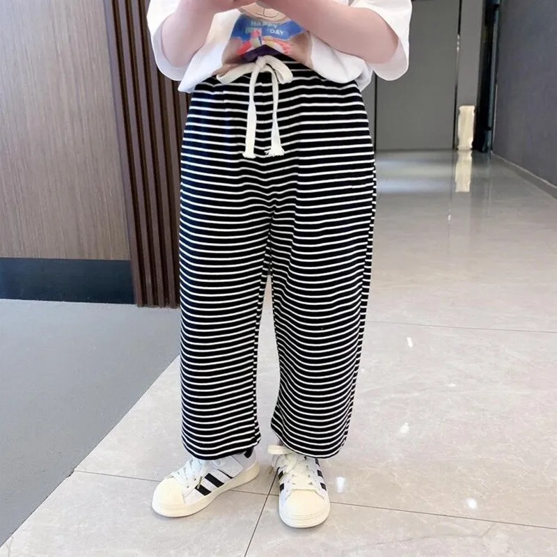 

Girls Pants Korean Striped Pants Spring and Autumn New Girls Baby Casual Wide Leg Pants Casual Pants Children's Trousers