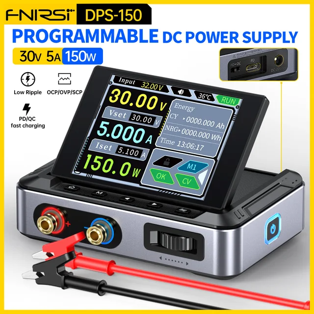 FNIRSI DPS-150 30V 5A zasilacz DC regulowany wyświetlacz cyfrowy Mini zasilacze laboratoryjne regulator napięcia wstępnie ustawiony prąd