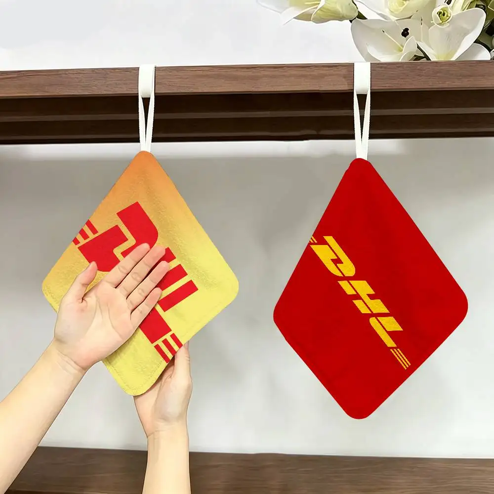 Logistics Brand D-Dhl Hanging Polyester Cotton Towel, Reusable Hand Wiping Cloth, Wear Resistant for Home Kitchen Sink