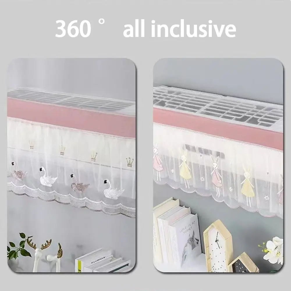 Wall Mounted Air Conditioner Dust Cover Washable Portable AC Covers Cartoon Bear Print Lightweight Protective Cover Household