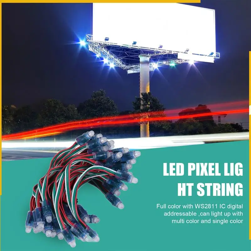 A92P 50 قطعة WS2811 LED بكسل ضوء سلسلة الإعلان صب مقاوم للماء كامل اللون مثقب ضوء 12 مللي متر تيار مستمر 5 فولت