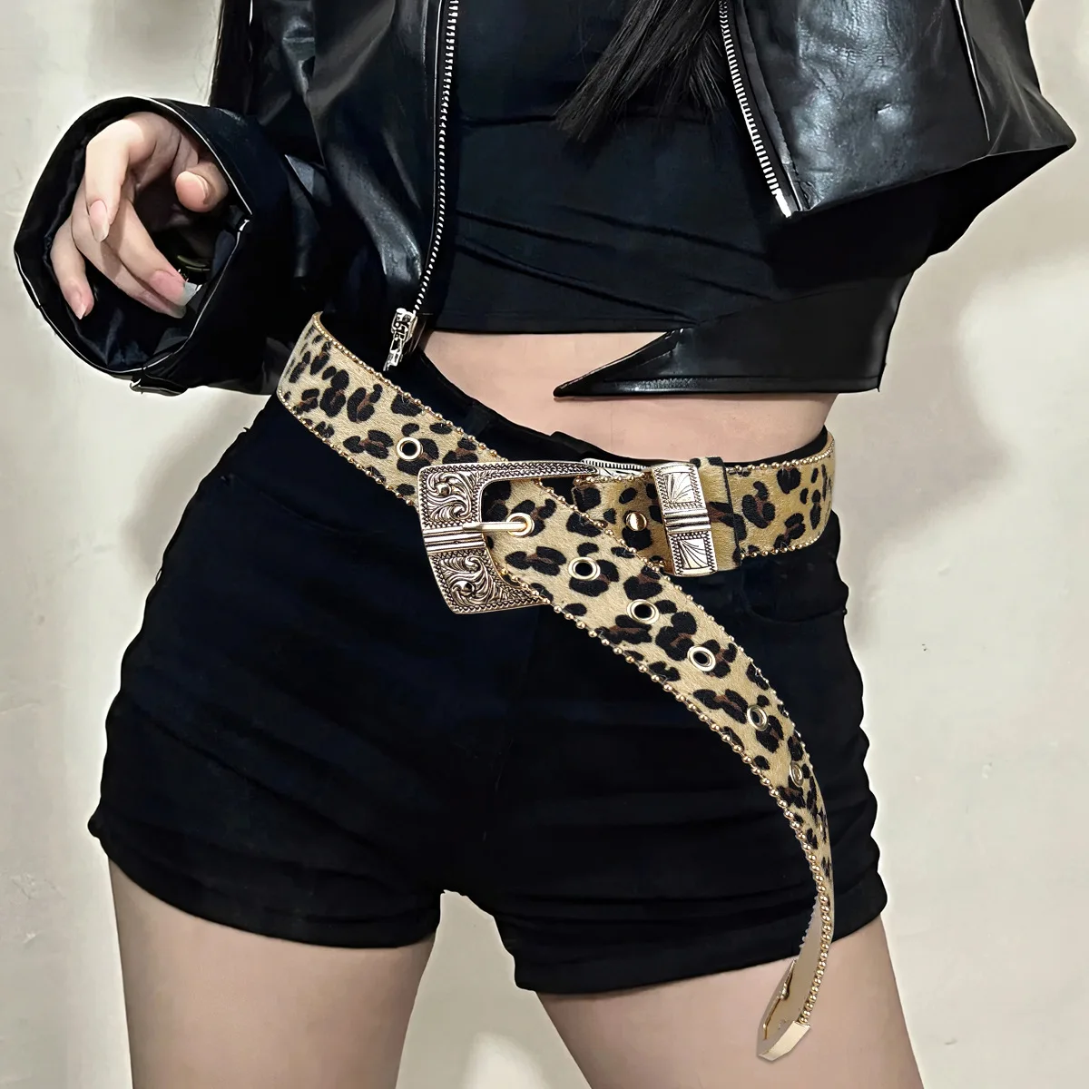 

Personality Leopard Print Women's Belt Versatile Spice Retro Jeans Accessory Light Luxury Fashion Student Belt