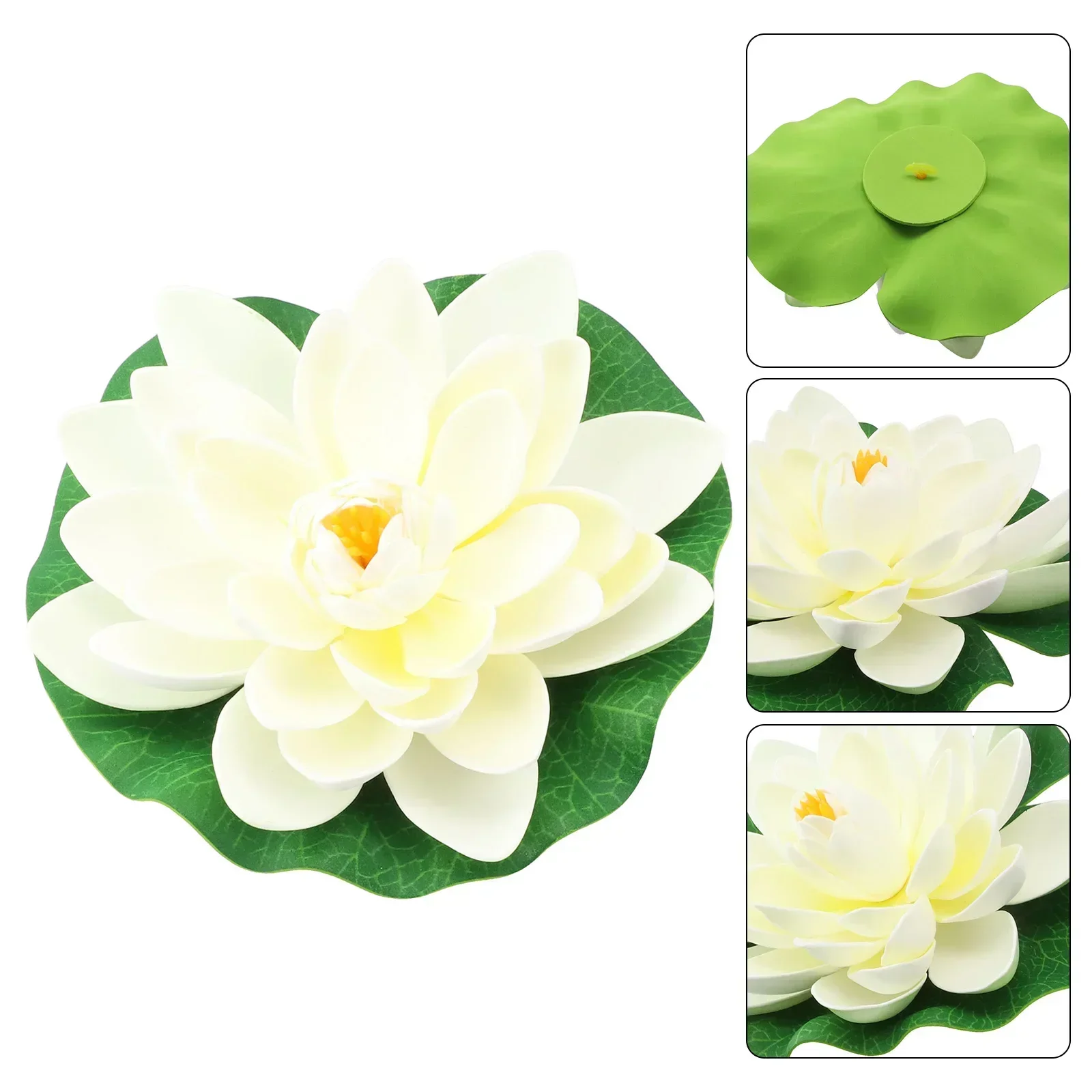 Loto flotante, lirio de agua, estanque de plástico, decoración de acuario, simulación de 18cm, loto Artificial, planta falsa DIY a la moda