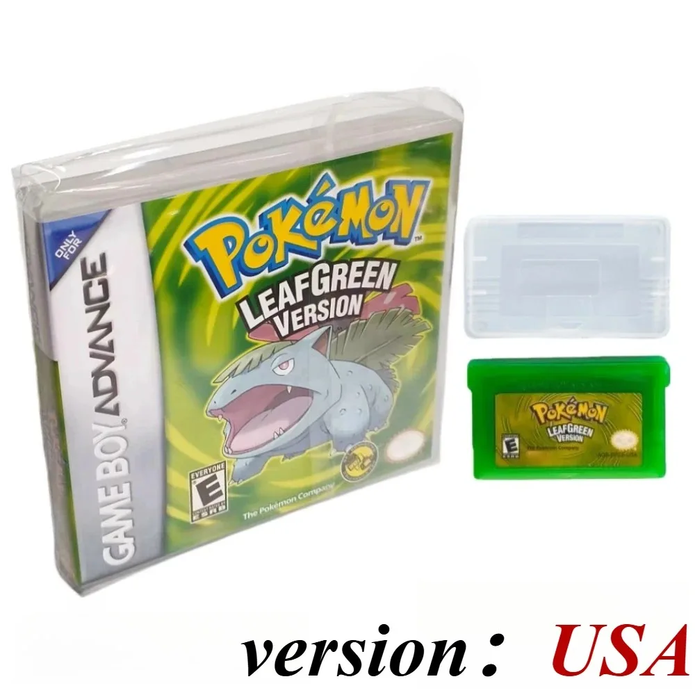 ポケットモンスターシリーズのアメリカ製32ビットビデオゲームカートリッジ、複数の色、5つのバージョン、説明書なしのGBAボックス入りゲーム