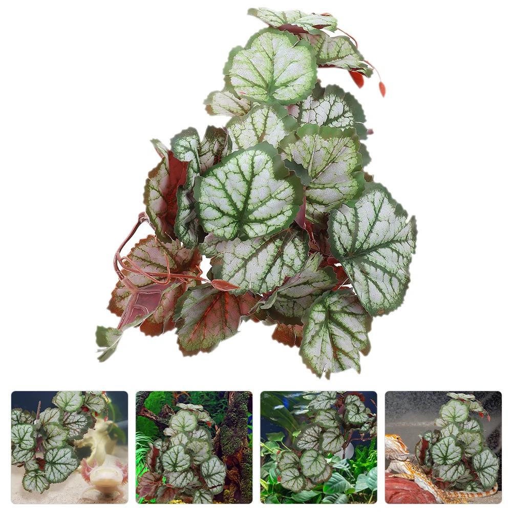 نبات الزواحف المعلق محاكاة أوراق اصطناعية خضراء نابضة بالحياة لديكور تررم مخبأ الزواحف تسلق الحيوانات الأليفة الموئل