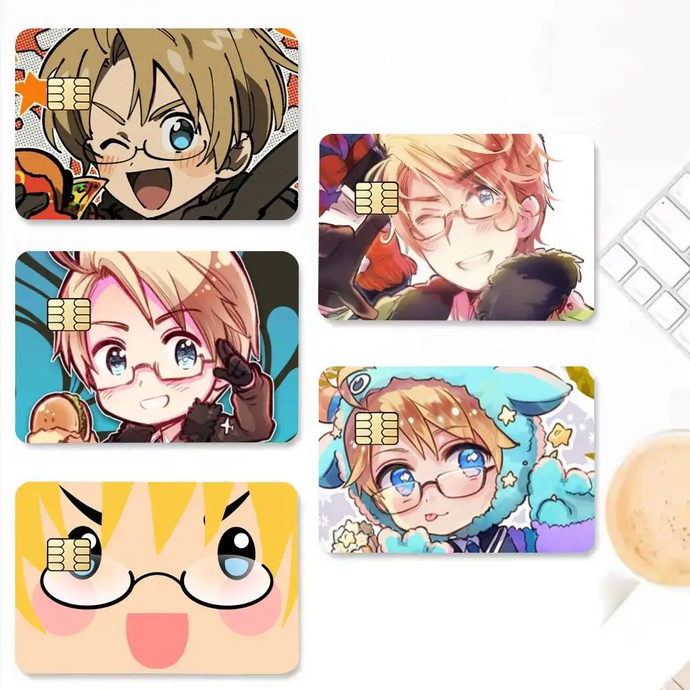 Hetalia A-Alfred F Jones  Credit Card HD Stickers Small Chip Waterproof Sticker Game Card Decal Gift