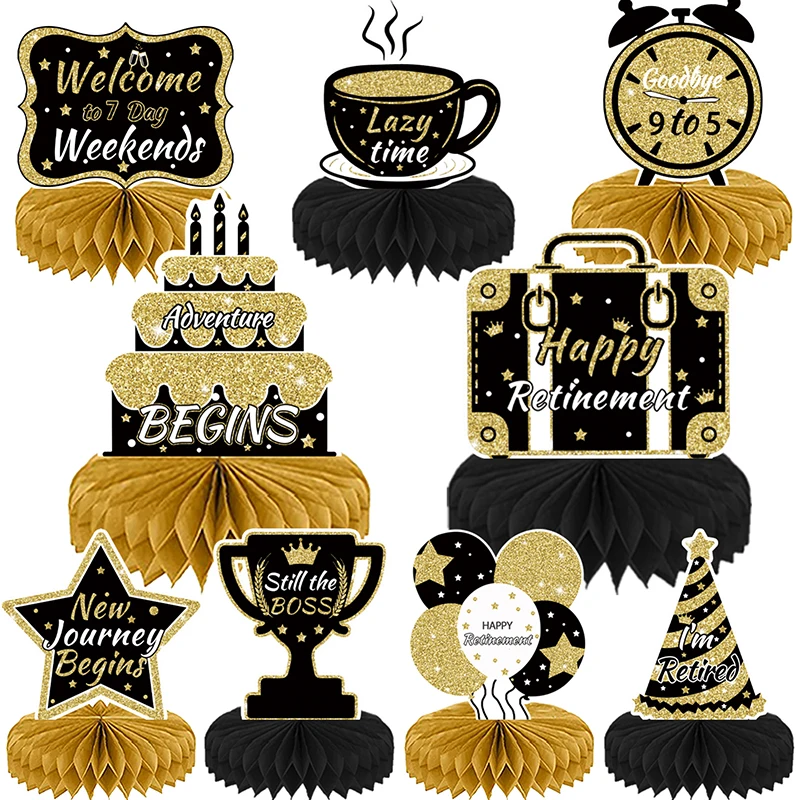 

9 Pcs Retirement Decorations Retirement Honeycomb Centerpieces Retirement Table Decorations For Man And Women