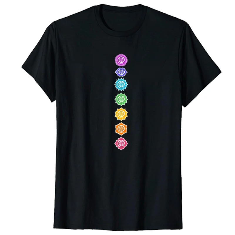 7 Chakras Spiritual Meditation Zen Om Buddhism Energy Graphic T-Shirt Big Size Short Sleeve T Shirt Summer Men's Clothing