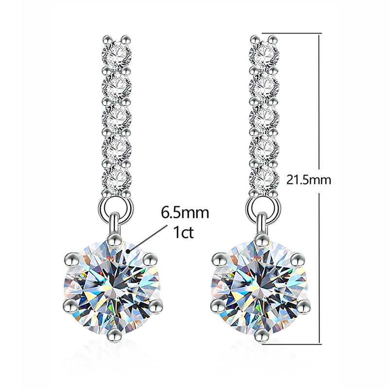 KNB Luxury Certified 1CT D Color Moissanite orecchini pendenti con diamanti per le donne 925 Sterling Silver Original Wedding Fine Jewelry