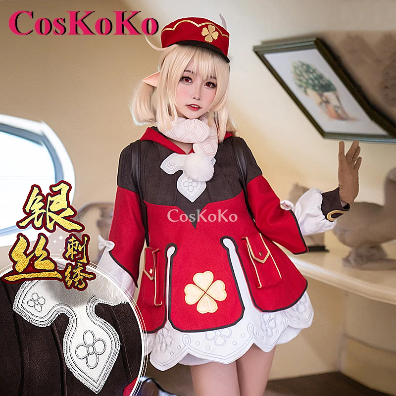 

CosKoKo Klee Cosplay Anime Genshin Impact Costume Sweet Lovely Nifty Uniform Dress Women Halloween Party Role Play Clothing New