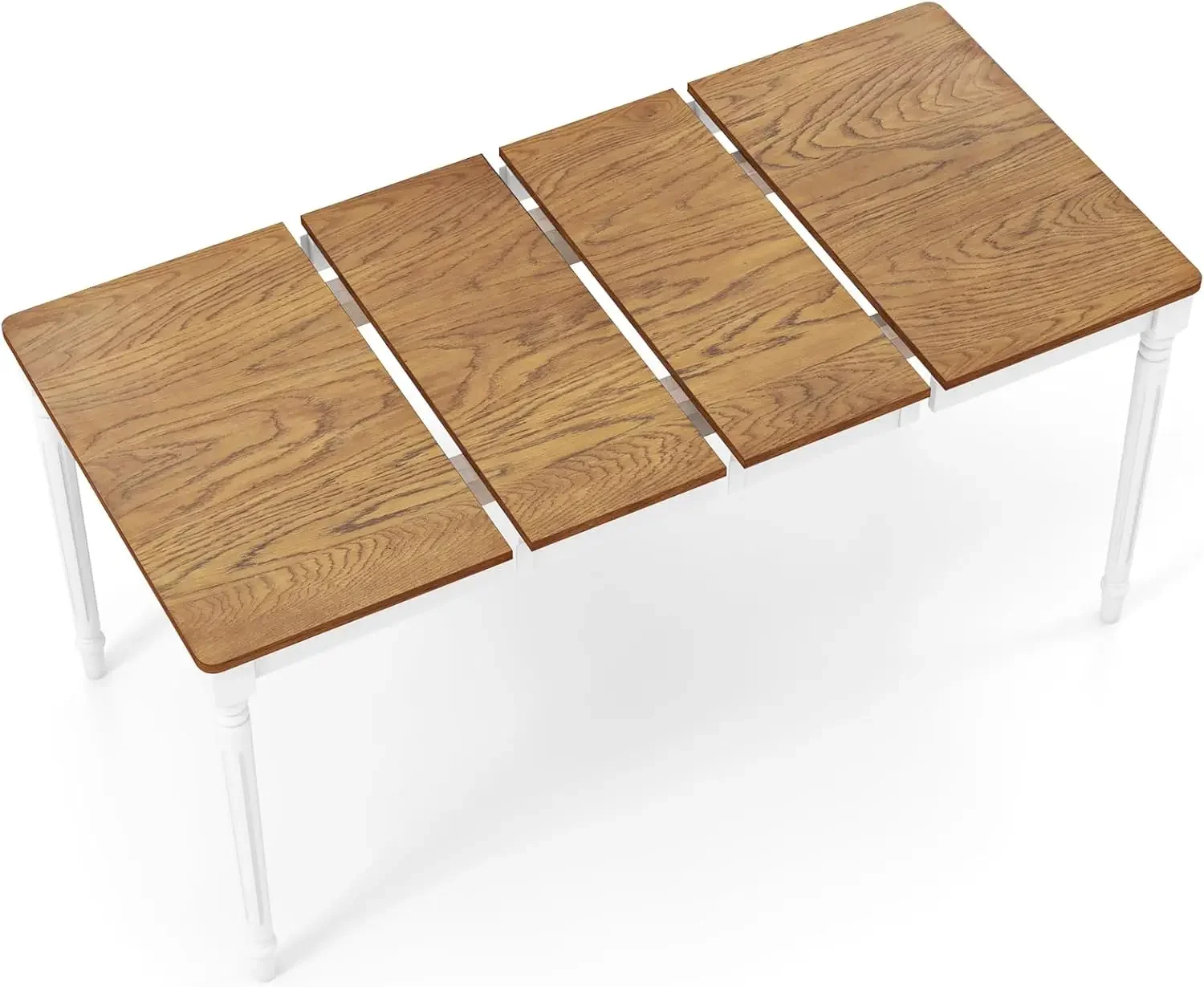 Rectangular Extendable Dining Table for 4-8 People with Rubber Wood Legs, 220 Lbs Capacity, Large Folding Kitchen Table