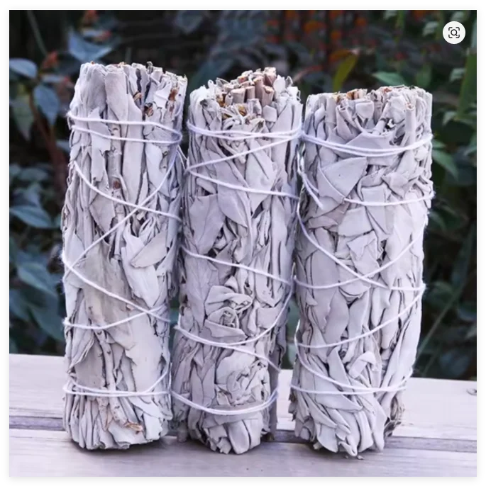 حزمة المريمية البيضاء الطبيعية لطخة العصي تنقية المنزل ورقة نقية تنقية التأمل المحمولة حزم التطهير الطاقة