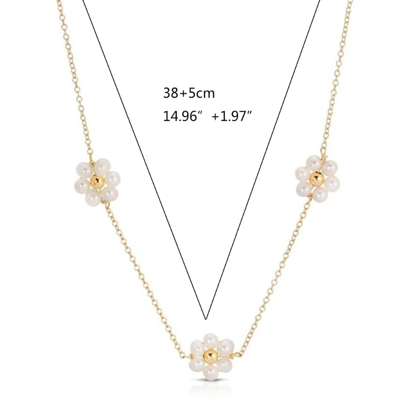 สร้อยคอไข่มุกผู้หญิง 14K Gold Plated Daintyสร้อยคอไข่มุกน้ำจืดสร้อยคอไข่มุกทุกวันเครื่องประดับของขวัญN58F