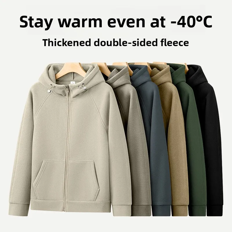 

Мужская зимняя теплая свободная куртка-кардиган Thiened Fce с капюшоном, из полиэфирного волокна, удлиненная, вертикальный воротник, для мужчин и...