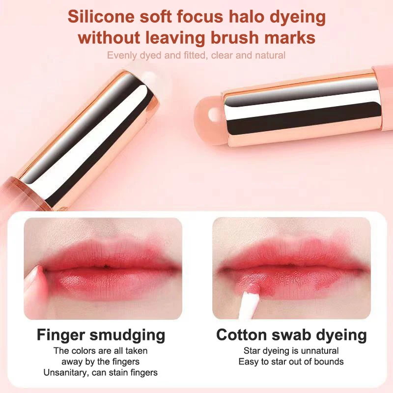 Pincel de silicona para labios con tapa, de cabeza redonda brocha de maquillaje, aplicador de lápiz labial, multiusos, Mini cepillo corrector, herramienta de maquillaje portátil