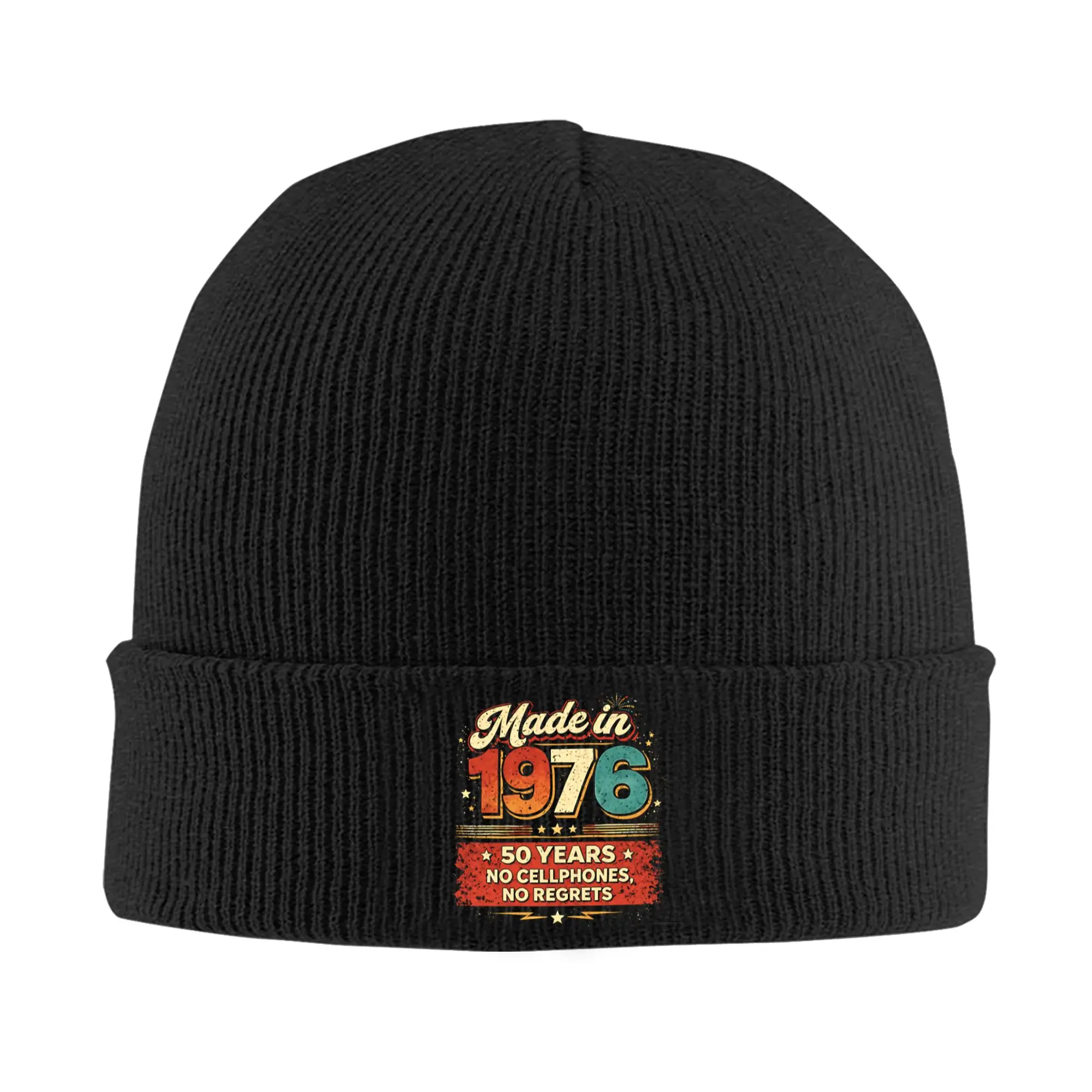 Generation X  1976 – 50 Years Knitted Caps for Women Men Skullies Beanies Autumn Winter Hats Acrylic  Warm Melon Cap ,